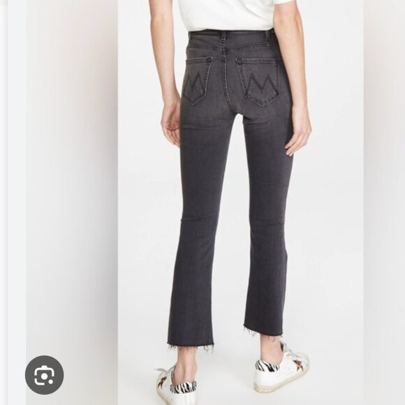 Mother denim The hustler Ankle Fray lighting up lanterns black cropped jeans 28